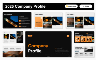 Black Orange Company Profile Google Slides Template