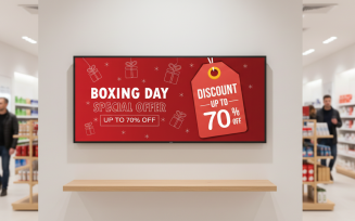 FREE Boxing Day Special Offer Banner – Red Background with 70% Discount Tag