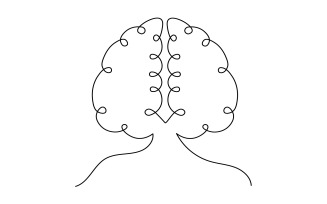 Creative one line brain drawing featuring abstract loops and modern minimal contours