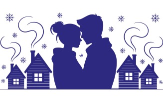 Winter Celebration Icon Set Illustration Holiday Christmas Greeting Badge