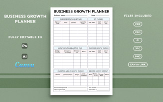 Business Growth Planner – Growth Strategy Organizer, Minimal A4 size Printable Template