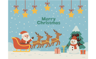 Cheerful Santa Claus Riding a Sleigh