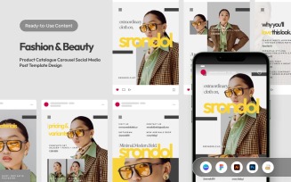 Modern Fashion and Beauty Product Catalogue Carousel Social Media Template
