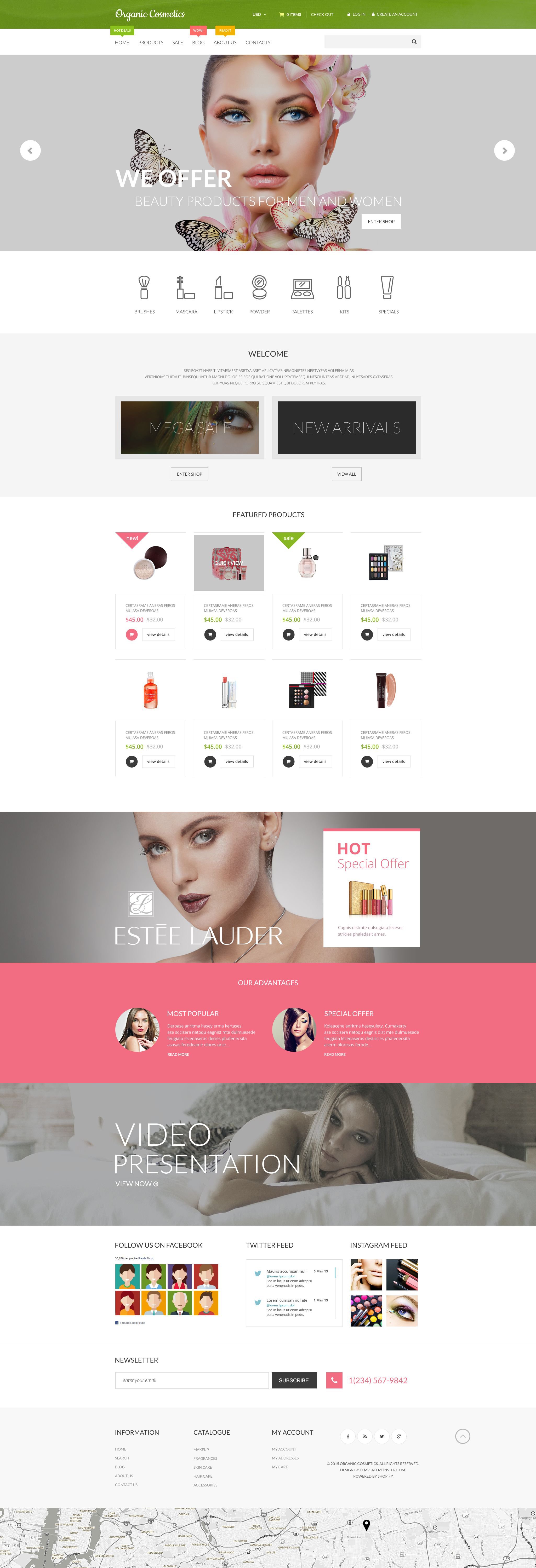 Organic Cosmetics Tema de Shopify №55549 - screenshot