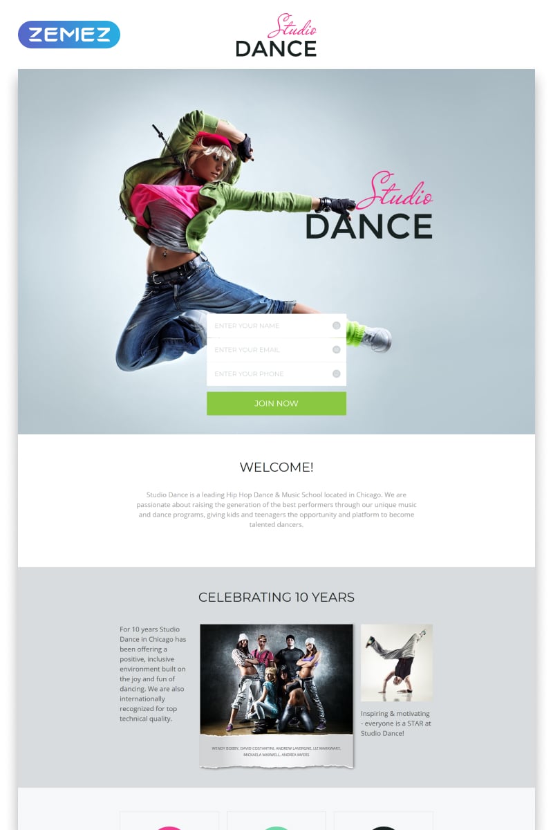 Reszponzív Dance Studio - Special Education Clean HTML5 Nyítóoldal sablon 55595 - képernyőkép