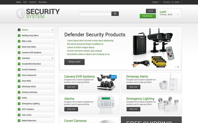 Security System osCommerce Theme Big Screenshot Security System OsCommerce Template New Screenshots BIG
