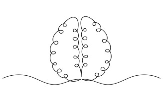 44. Human Brain continuous one line drawing white background