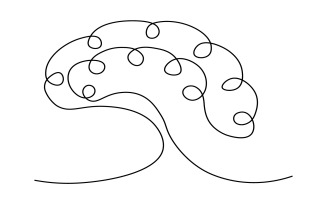 45. Human Brain continuous one line drawing white background