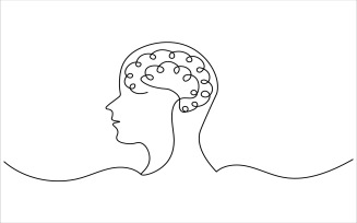 48 Human Brain continuous one line drawing white background