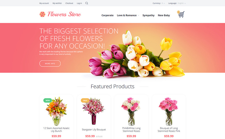 Flowers Store Bootstrap OpenCart Template Big Screenshot Flowers Store OpenCart Template New Screenshots BIG