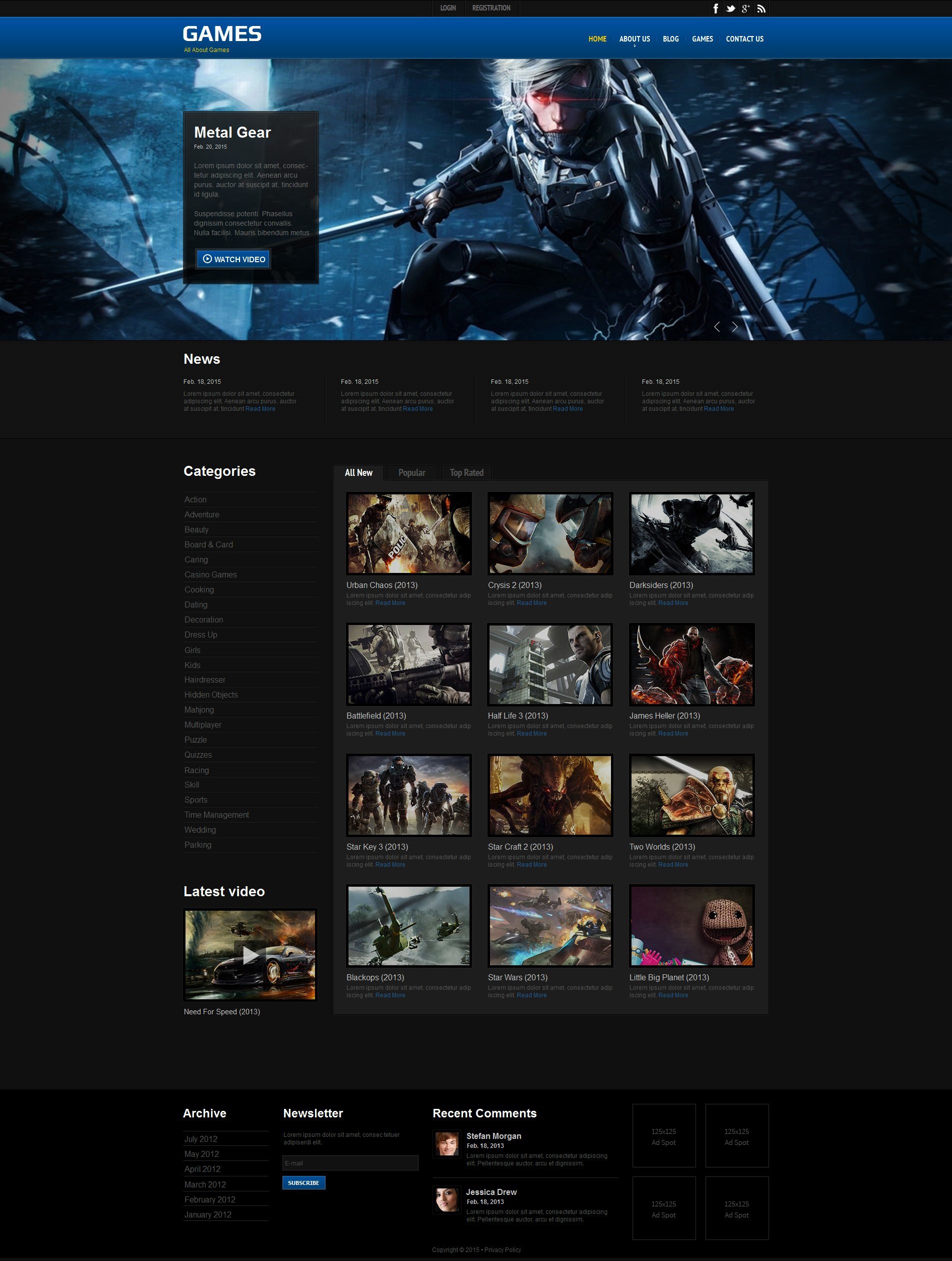 Modèle Moto CMS HTML Premium pour portail de jeux #55660 - screenshot