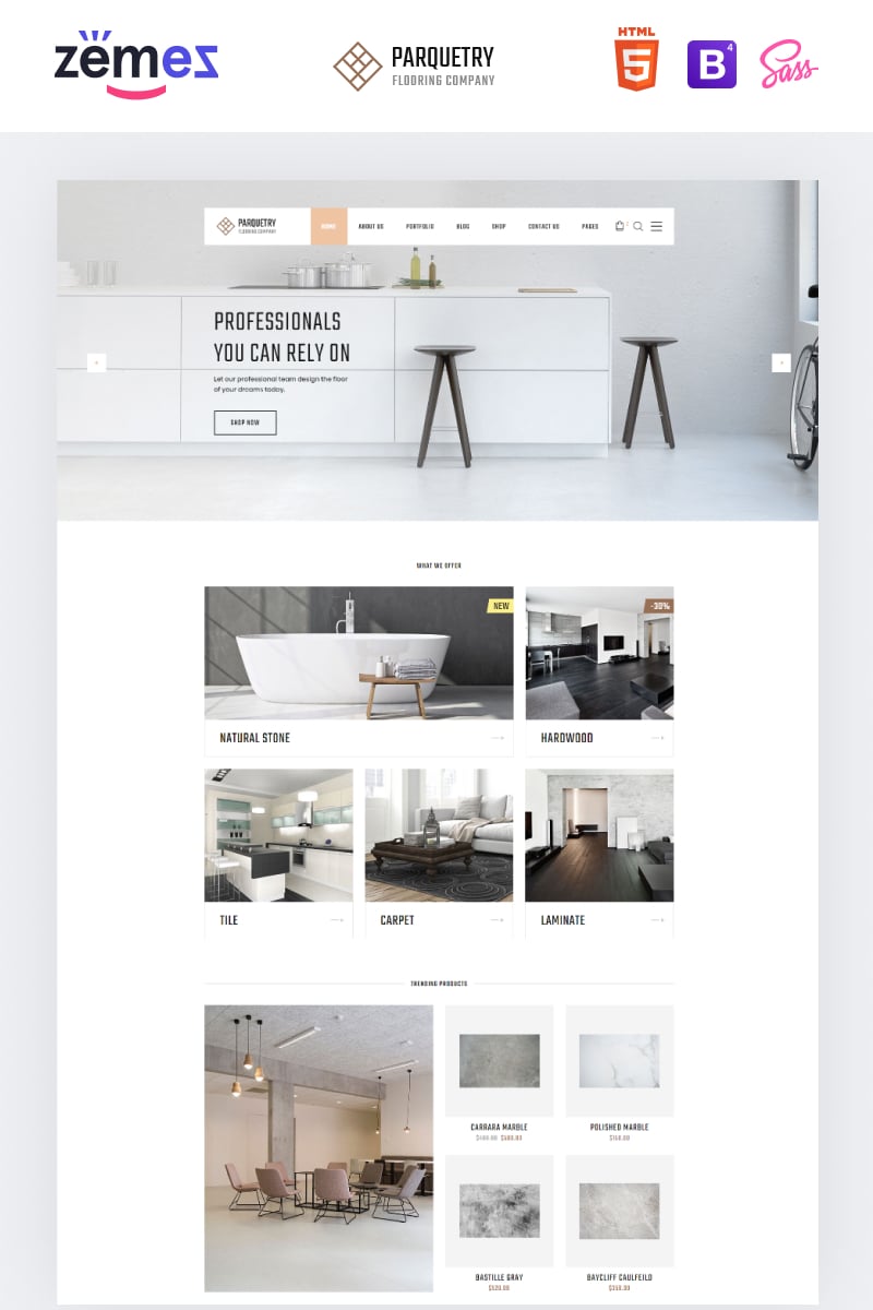 Responsive Perquetry - Elegant Flooring Company Multipage HTML Web Sitesi #55694 - Ekran resmi