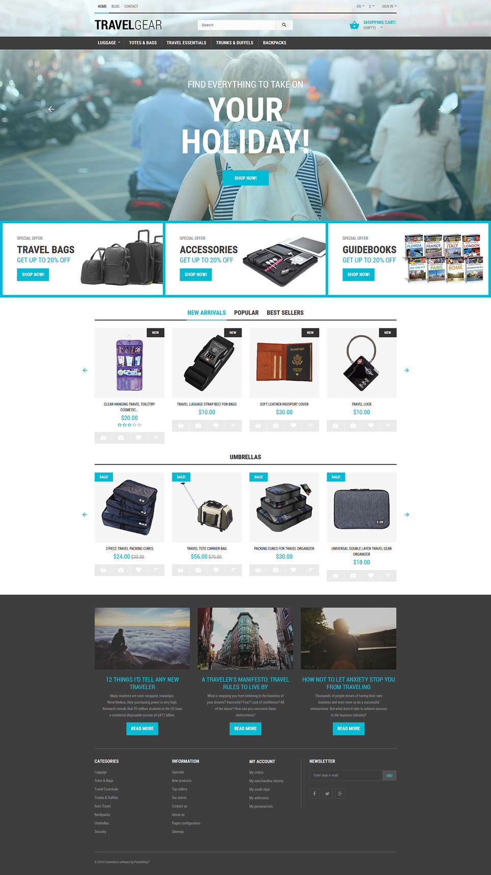 Travel Gear PrestaShop Theme New Screenshots BIG