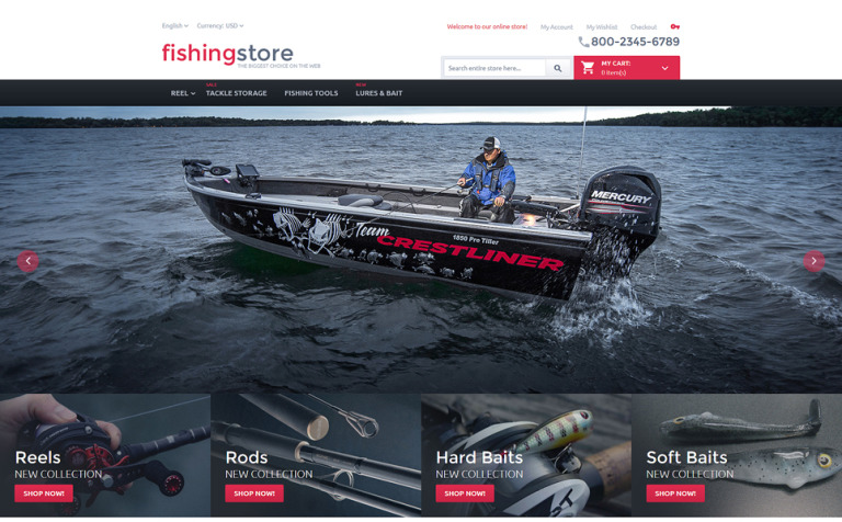 Fishing Store Responsive Magento Theme Big Screenshot Fishing Store Magento Theme New Screenshots BIG