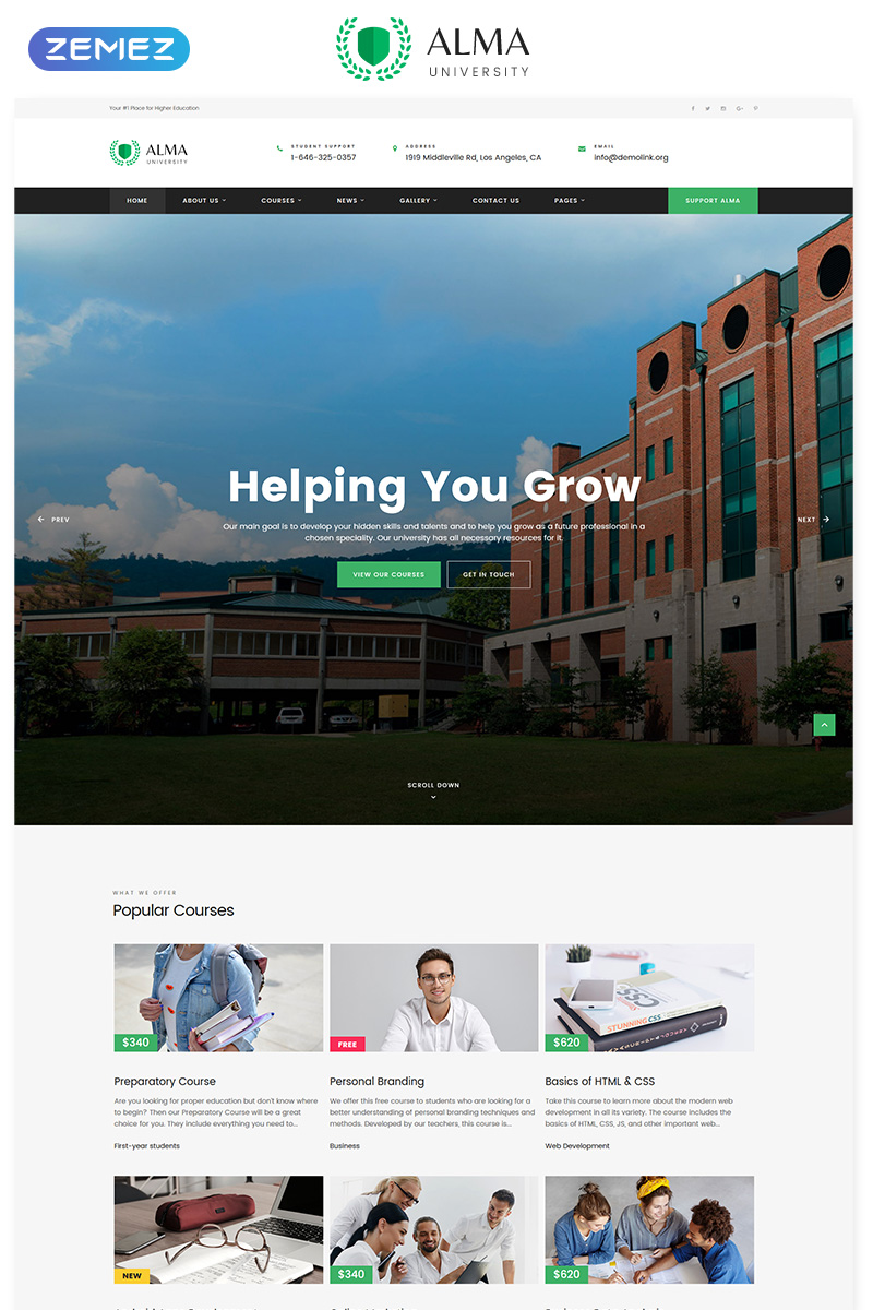 Responsywny szablon strony www ALMA - University Multipage HTML #55755