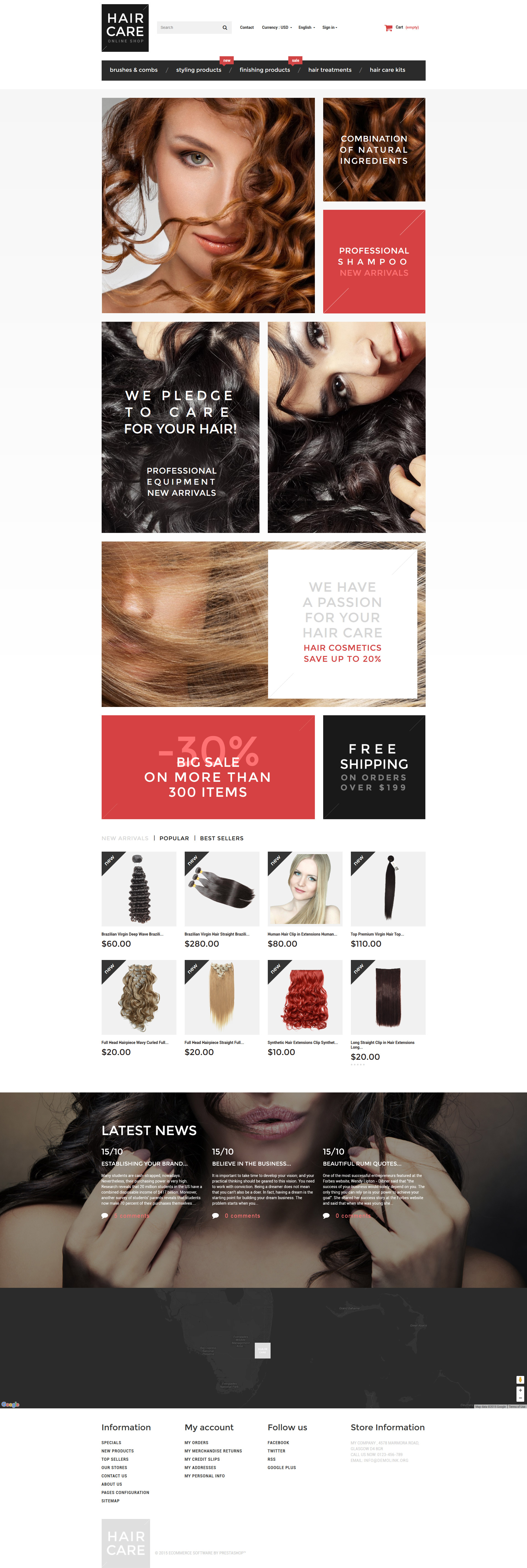 Reszponzív Hair Gloss PrestaShop sablon 55757 - képernyőkép