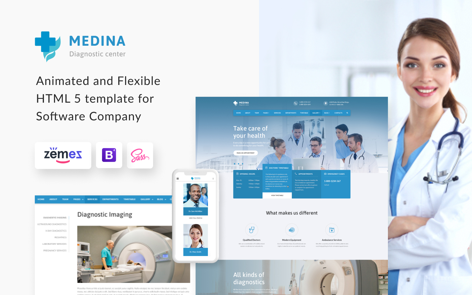 Medina - Diagnostic Center Multipage HTML Website Template - screenshot