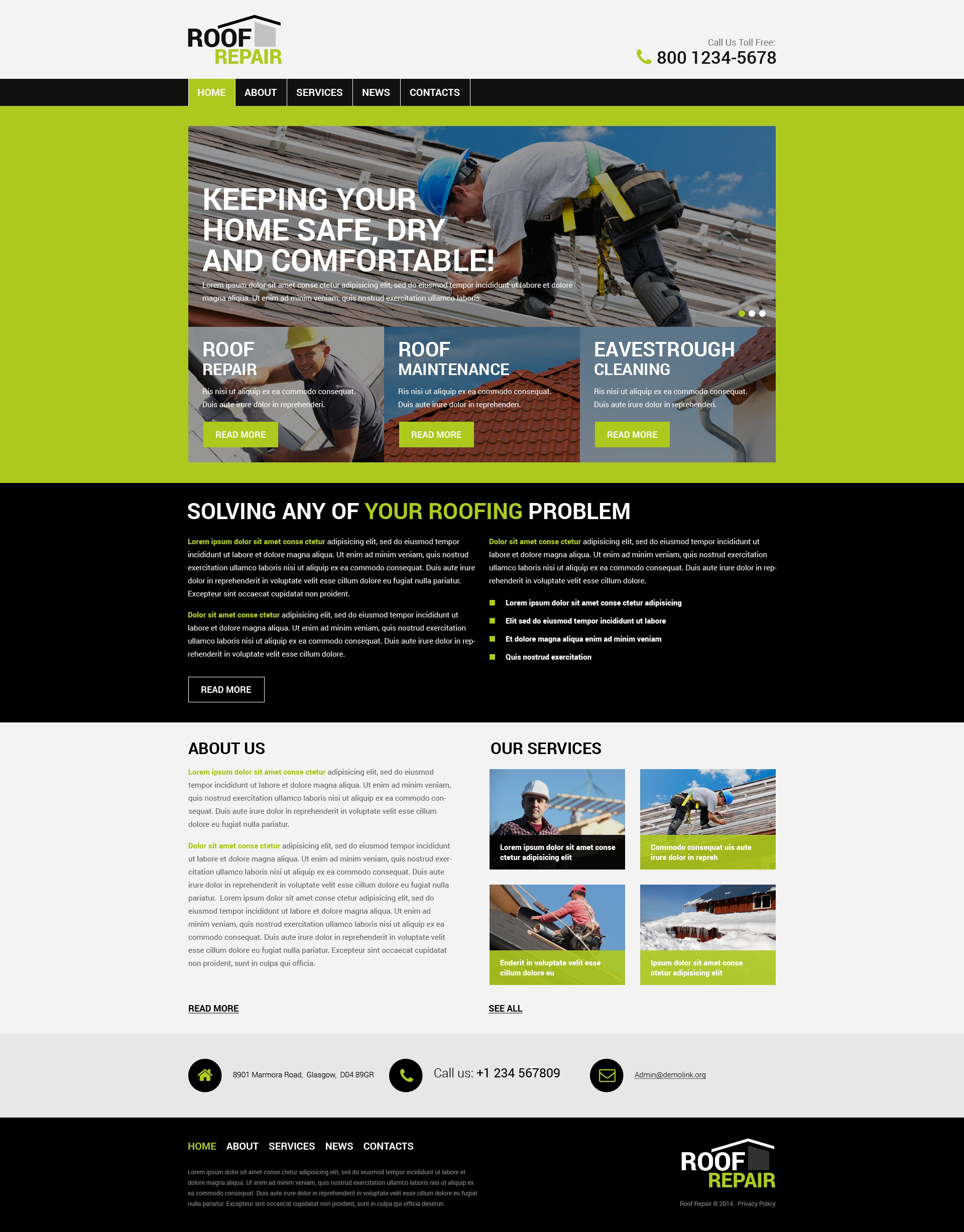 PSD šablona "Roof Repair" #55829 - screenshot
