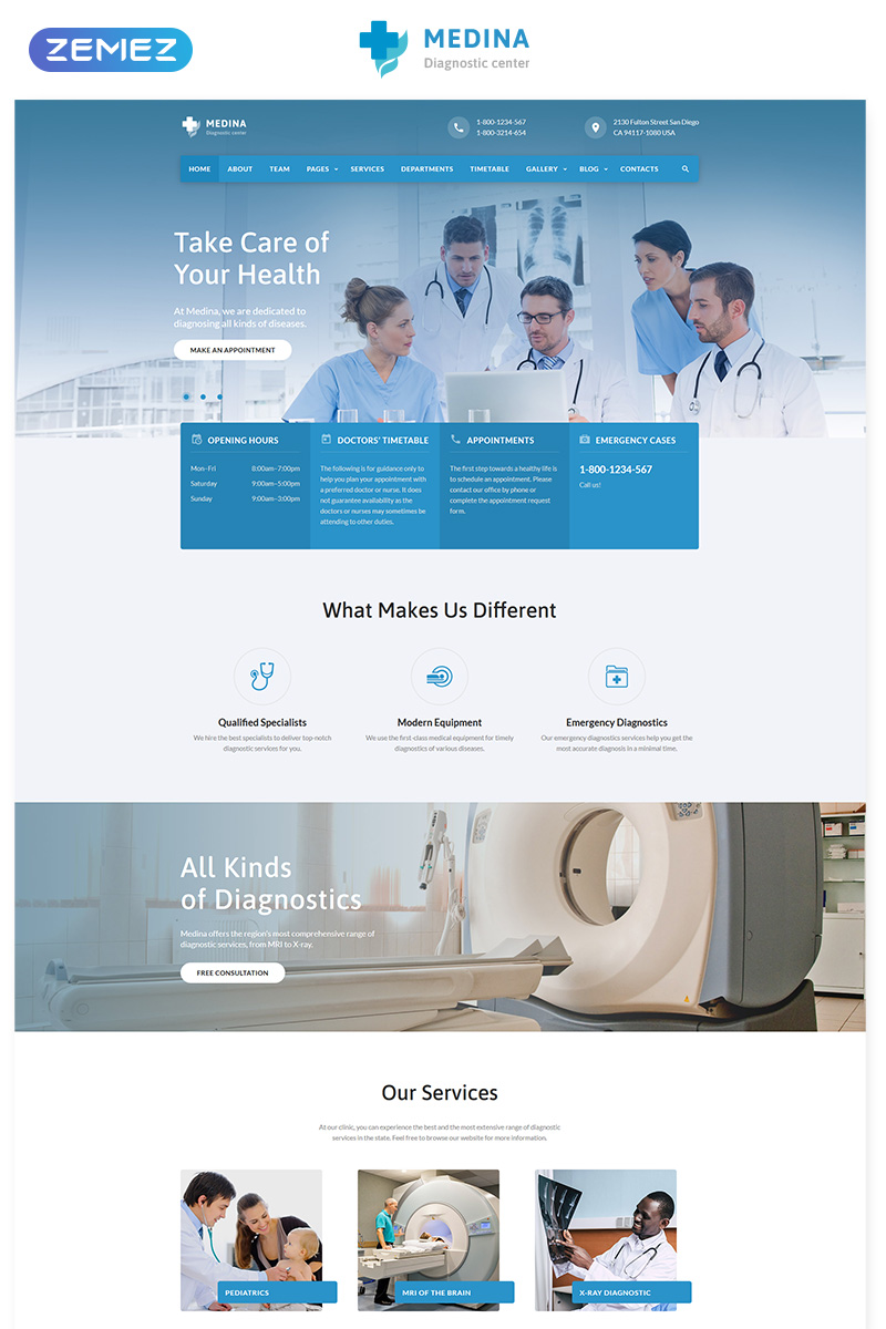 Reszponzív Medina - Diagnostic Center Multipage HTML Weboldal sablon 55809