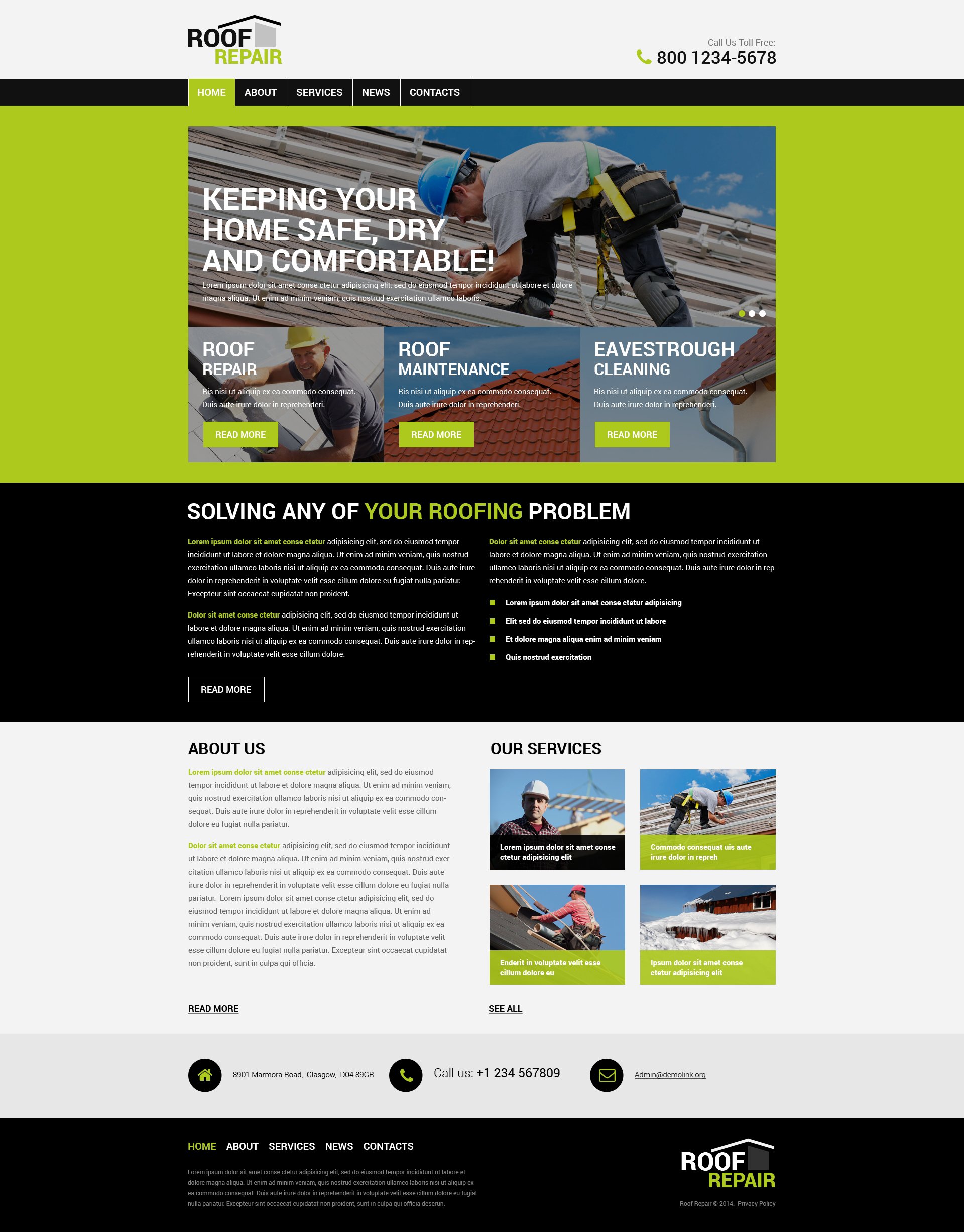 "Roof Repair" PSD Template №55829 - screenshot