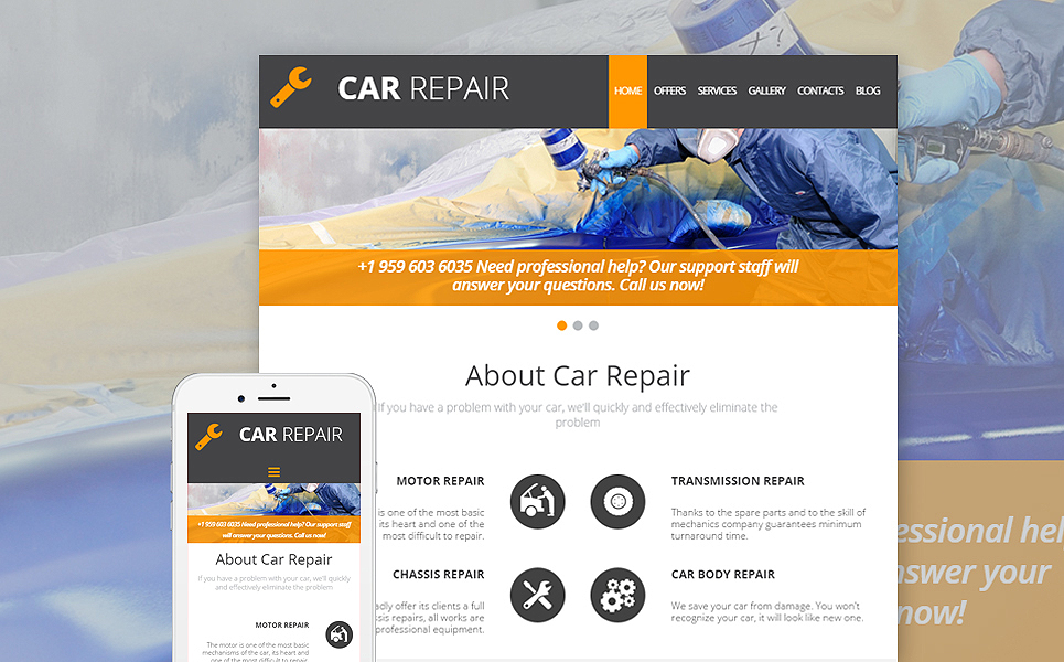 Car Repair Responsive Moto CMS 3 Template New Screenshots BIG