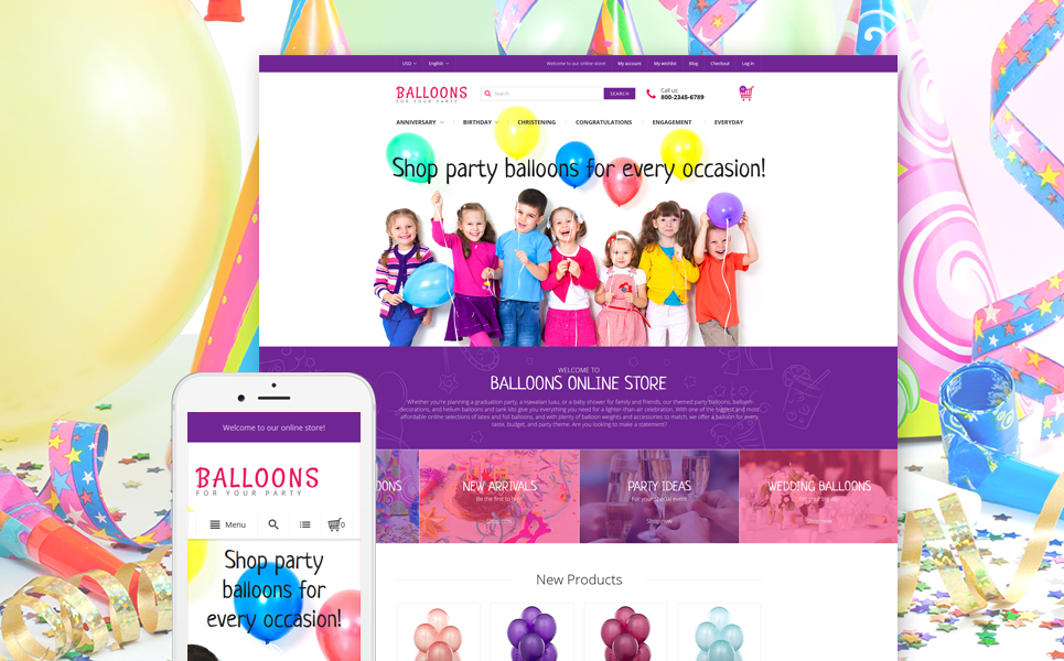 Festive Balloons Magento Theme New Screenshots BIG