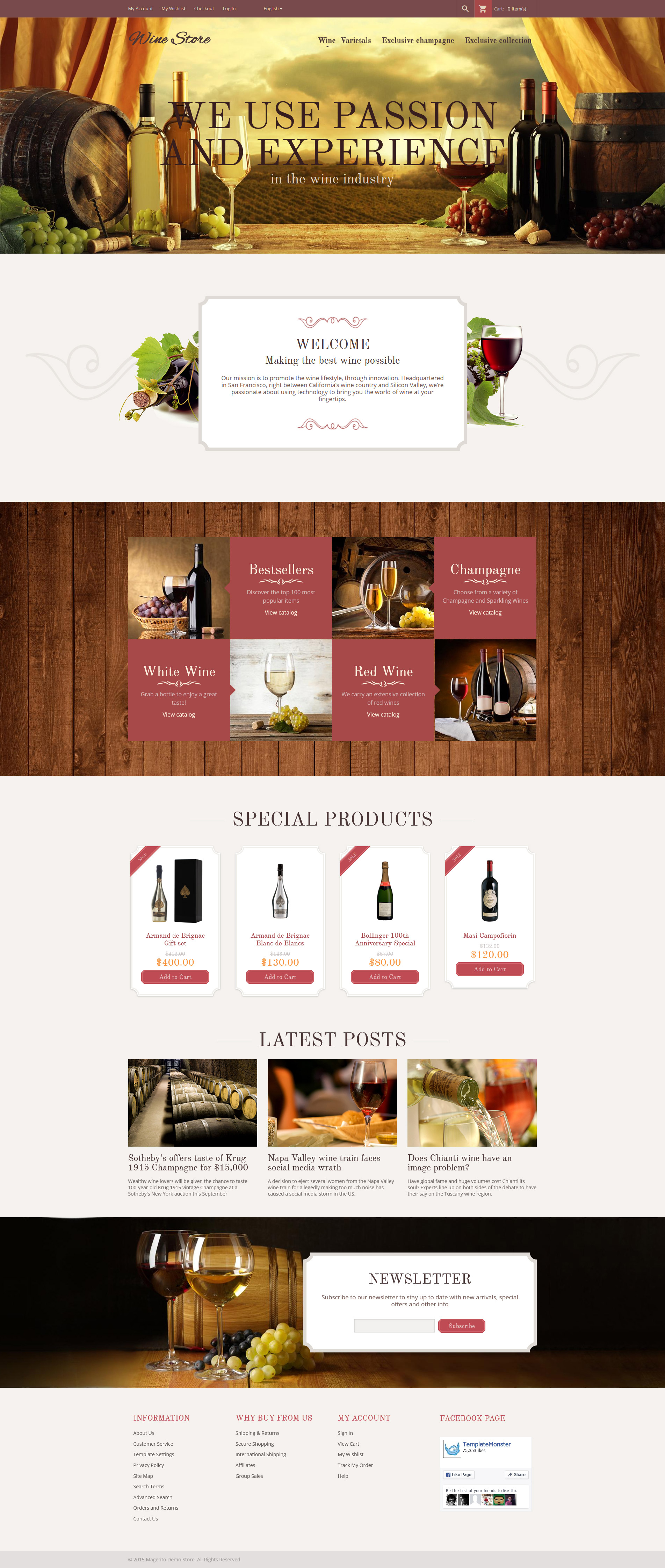 Tema Magento "Tienda de Vinos" #55961