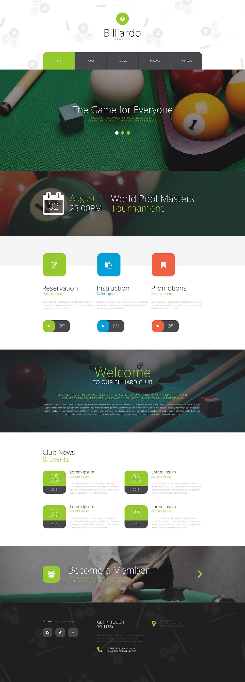 Billiards Responsive Website Template New Screenshots BIG