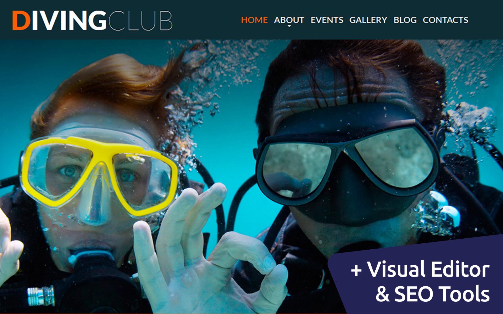 "Diving Club" - адаптивний MotoCMS 3 шаблон №56059