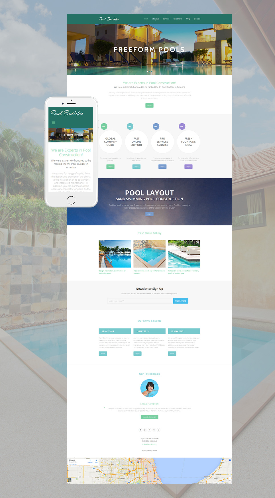Pool Cleaning Responsive Moto CMS 3 Template New Screenshots BIG