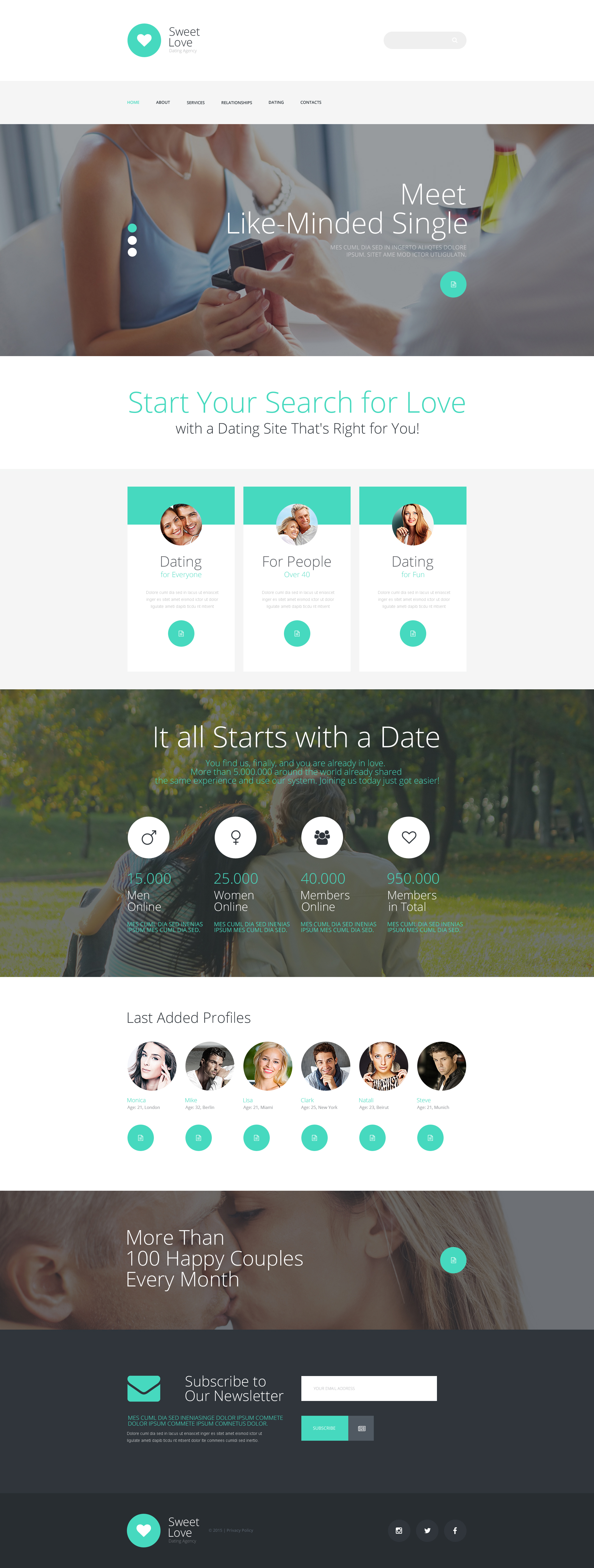 Responsive Website Vorlage für Partnersuche #56026