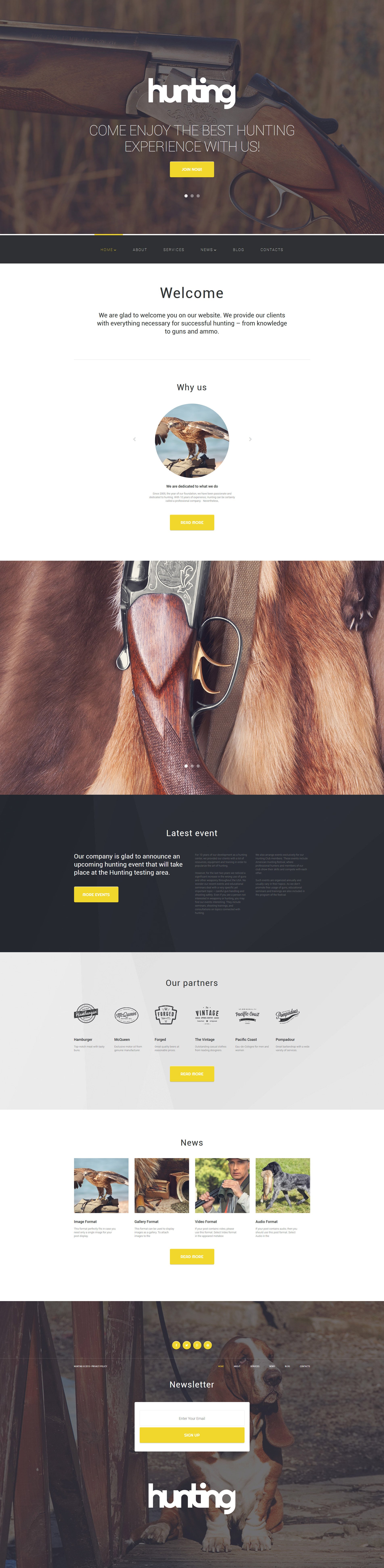 Responsivt Hunting Club WordPress-tema #56020