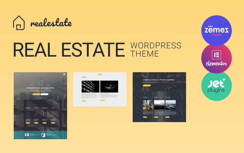 Responsivt Real Estate WordPress-tema #56093