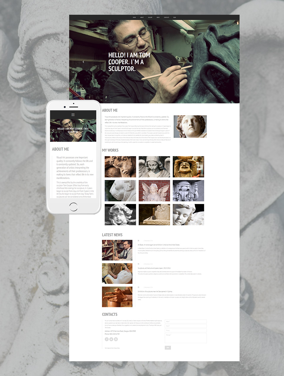 Sculpture Responsive Moto CMS 3 Template New Screenshots BIG