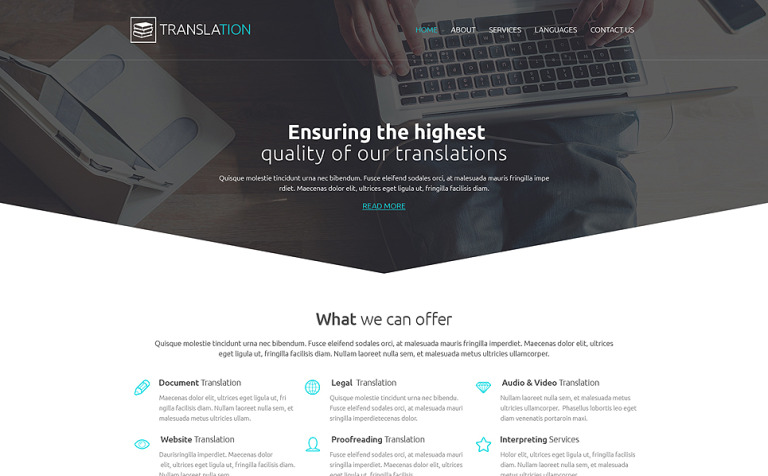 Translation Bureau Parallax Website Template Big Screenshot Translation Bureau Website Template New Screenshots BIG