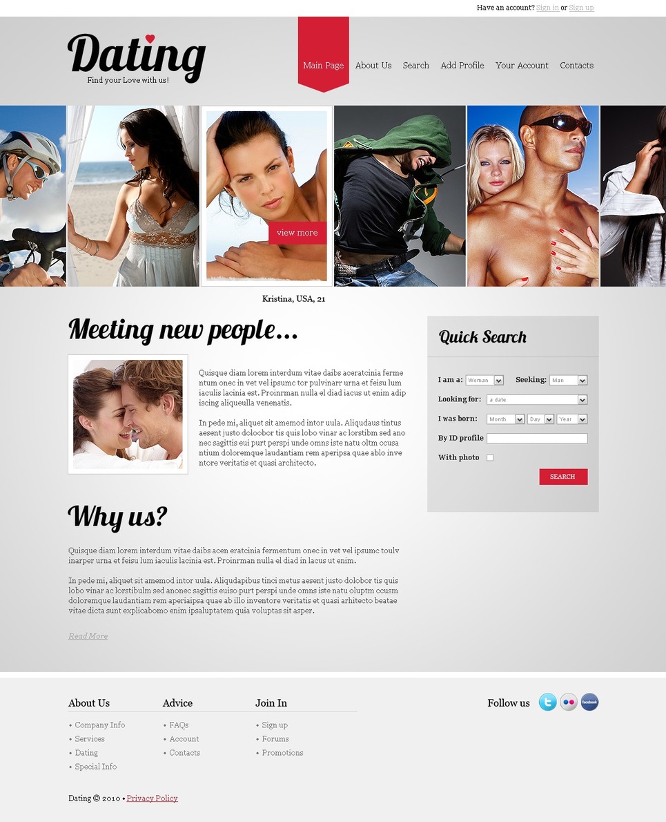 Dating PSD Template 56116