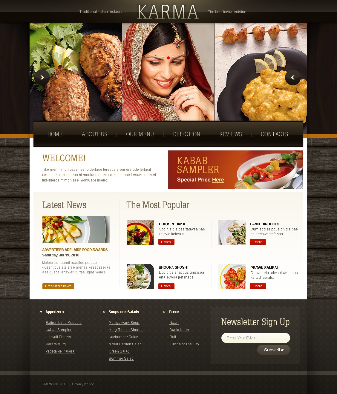 Indian Restaurant PSD Template