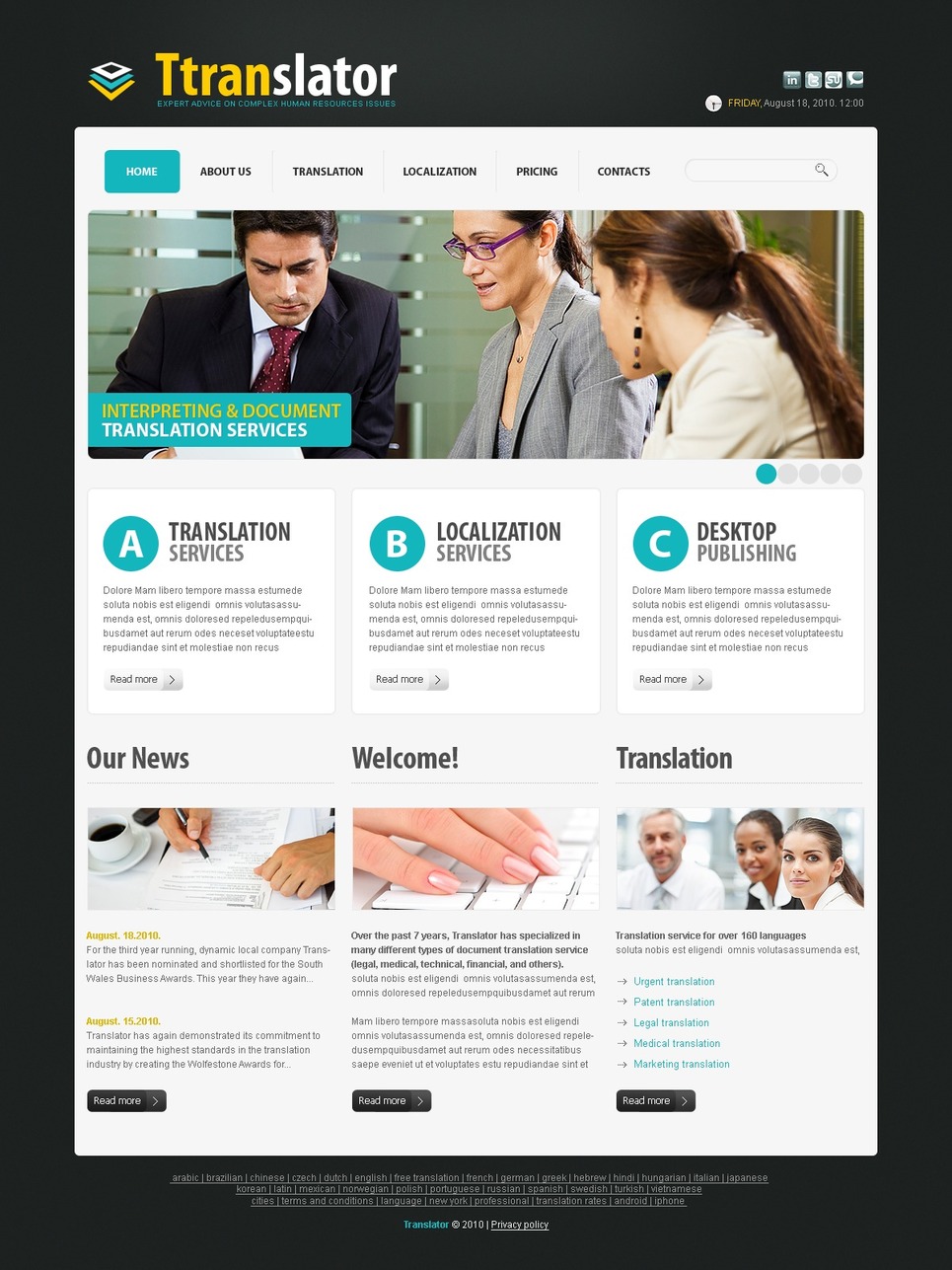 Translation Bureau PSD Template New Screenshots BIG