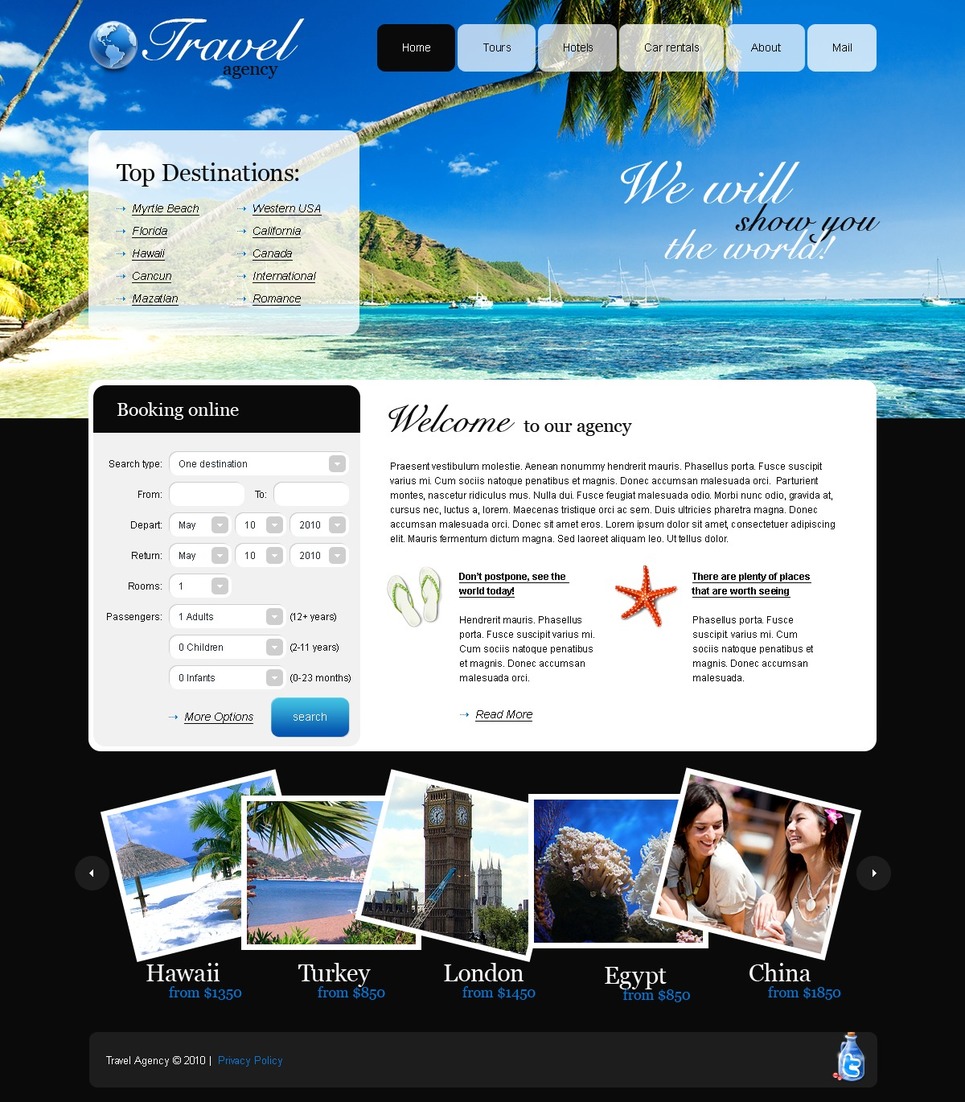 Travel Agency PSD Template New Screenshots BIG