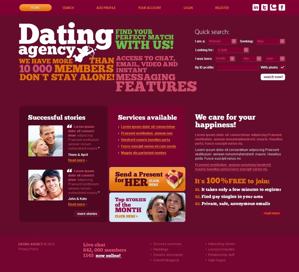 Dating PSD Template New Screenshots BIG