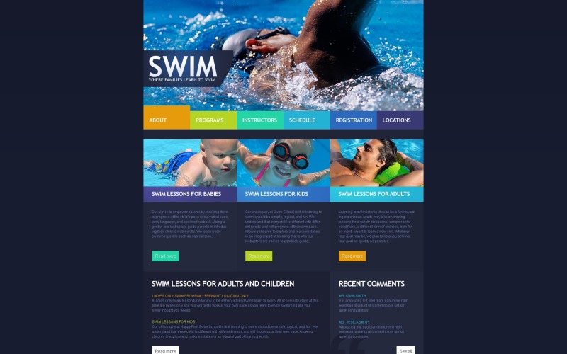 Swimming School PSD Template