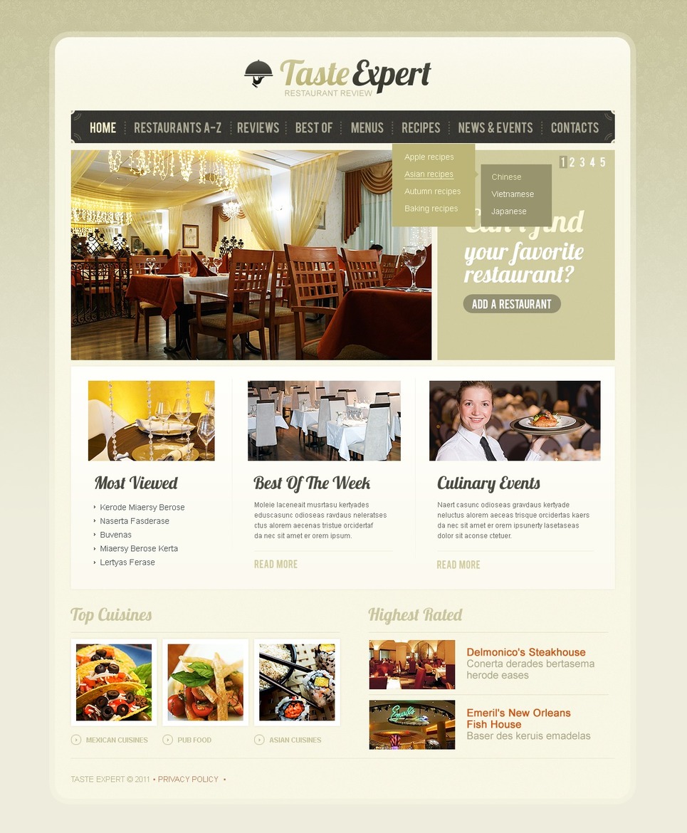 Restaurant Reviews PSD Template New Screenshots BIG