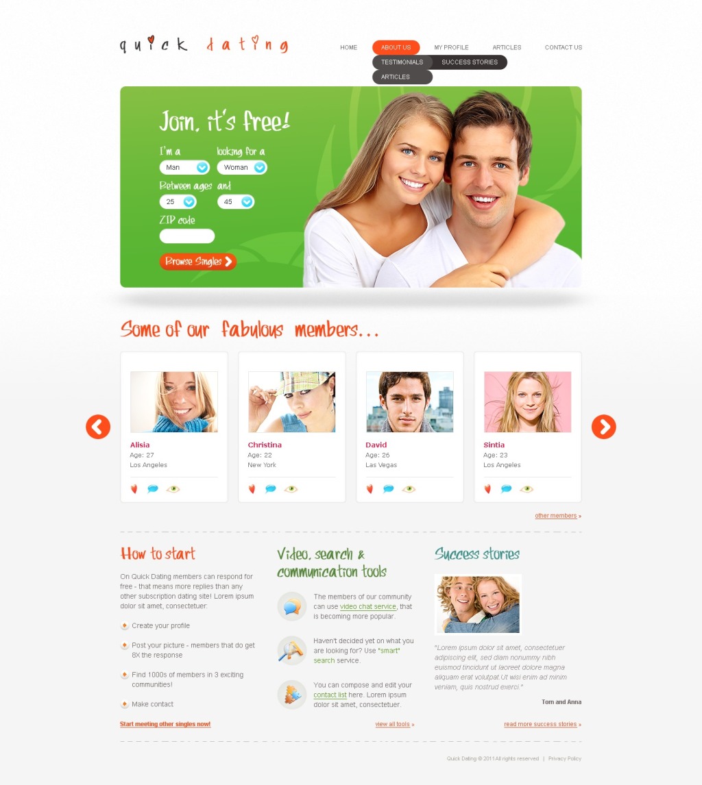 Dating PSD Template #56651