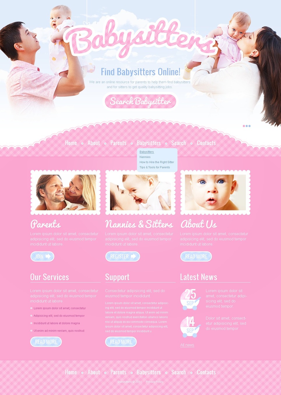 Babysitter PSD Template New Screenshots BIG