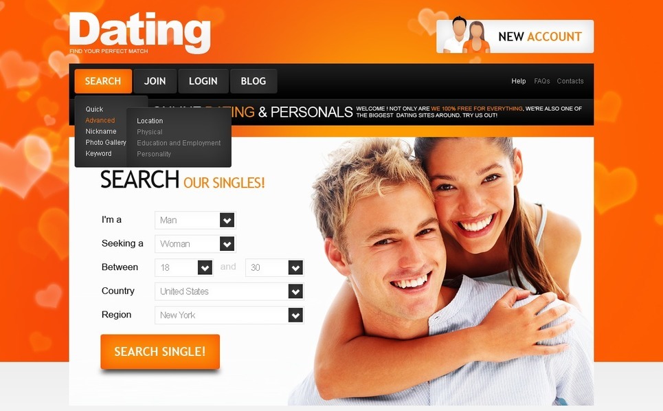 Dating PSD Template #57063.