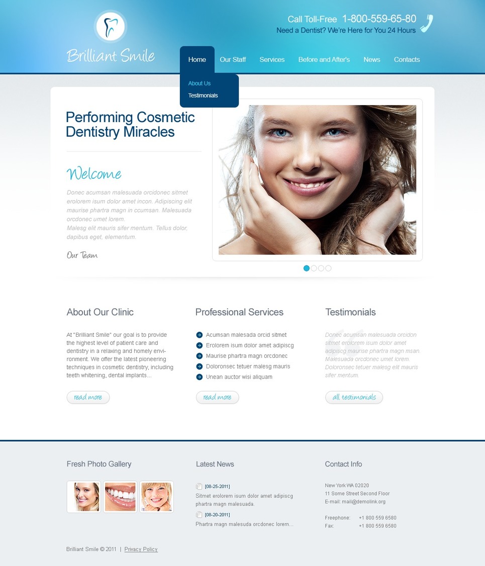 Dentistry PSD Template New Screenshots BIG