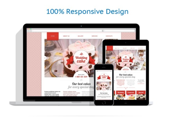 Wedding Cake Responsive Website Template #48177