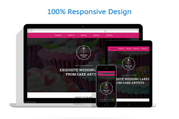 Wedding Cake Responsive Website Template #50918