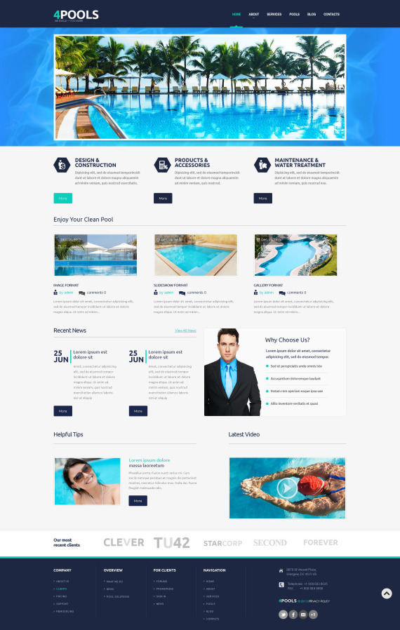 Pool Theme Website Swimming Pool Responsive WordPress Theme #53432