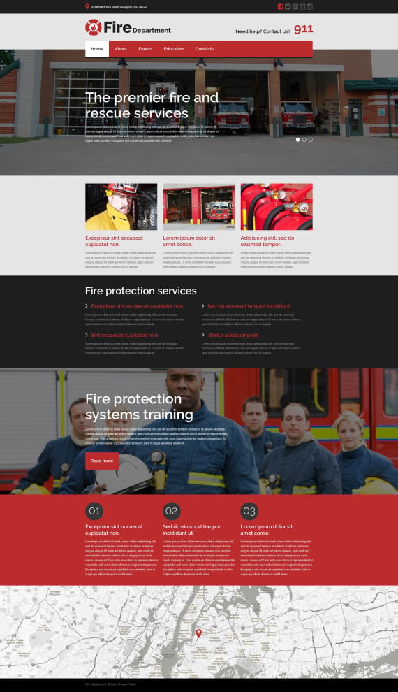 Fire Department Responsive Website Template #53642
